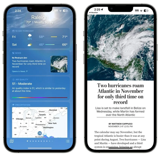 阳朔苹果14维修分享iPhone 14手机如何看天气时顺带看新闻 